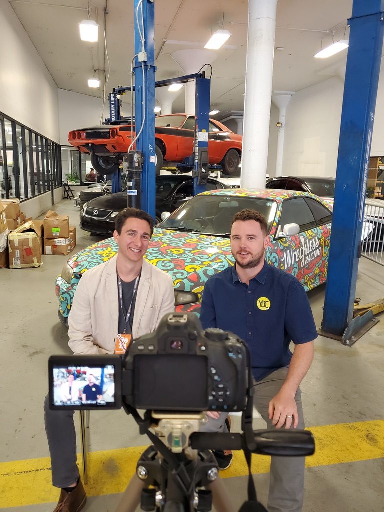Filming a founder interview for Coinbound