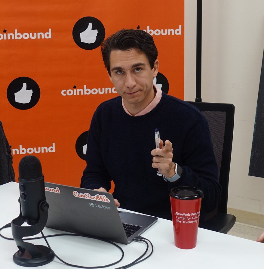 Ty Smith recording the Crypto Marketing Podcast